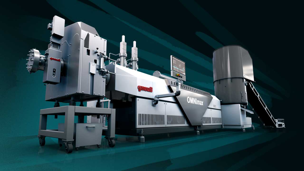 Dramatische Perspektive der Anlage vor grün gestreiftem Hintergrund mit Bodenspiegelung